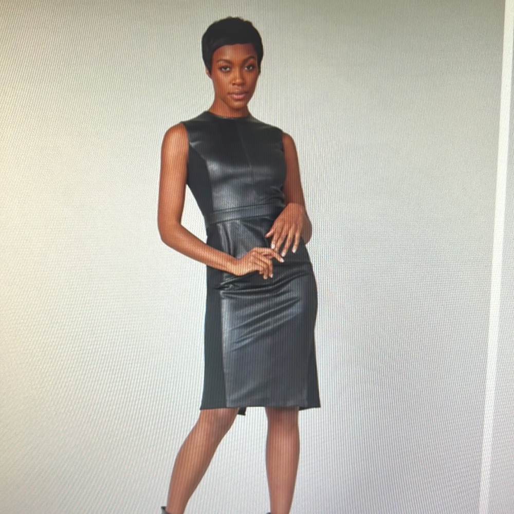 Spanx leather-like combo fitted dress. NWT